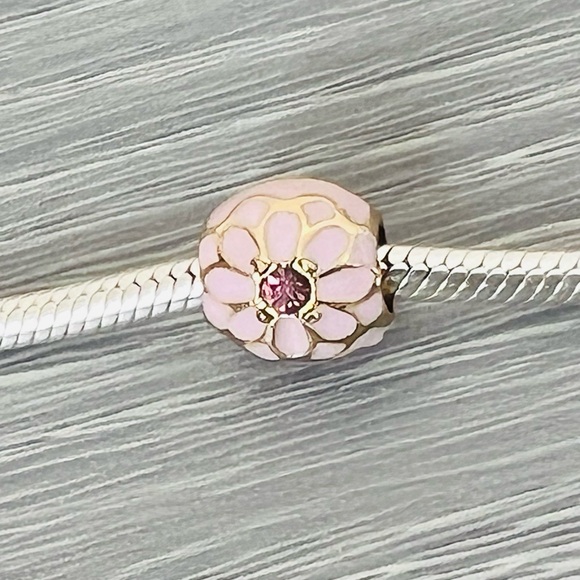 Gold plated pink crystal & Enamel Bracelet charm - Picture 2 of 5